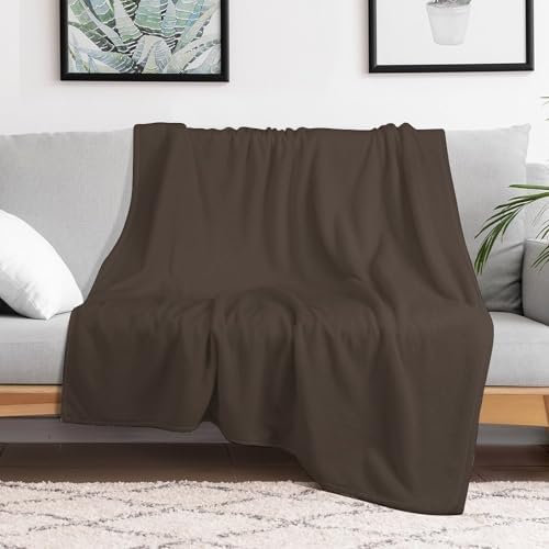 Soft Plush Blanket, Dark Gray-Brown Taupe Color Warm Cozy Throw