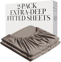 21 Inch Extra Deep Pocket Twin XL Fitted Sheets Only 2 Pack Dark Taupe