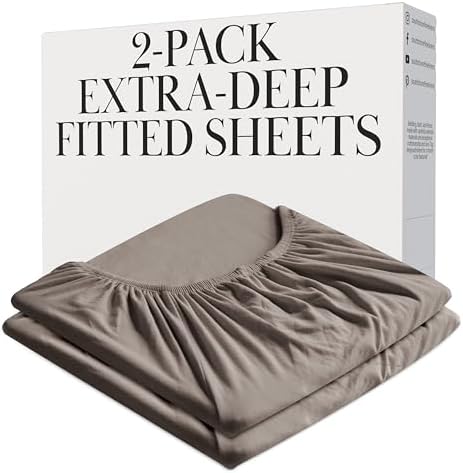 21 Inch Extra Deep Pocket Twin XL Fitted Sheets Only 2 Pack Dark Taupe