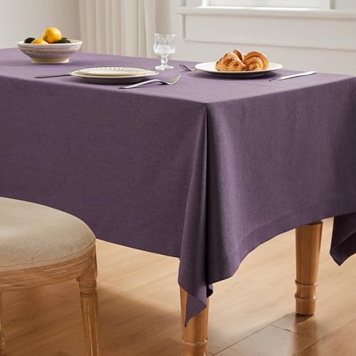 ZeeMart Linen Textured Square Table Cloth, 60x60 Inch Purple