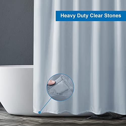 Amazer Light Gray Shower Curtain Liner, Light Gray Fabric Shower
