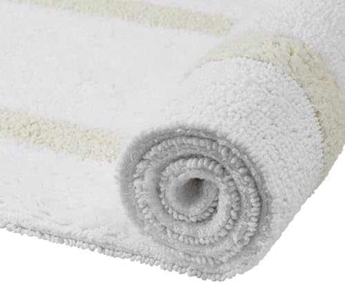 Tufted Cotton White Ivory Bathroom Rugs Sets 3 Piece