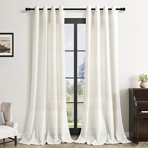 Aersas Extra Long Linen Curtains 108 Inches for Living Room Grommet