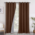 YoungsTex Dark Brown Linen Blackout Curtains 96 Inches Long for