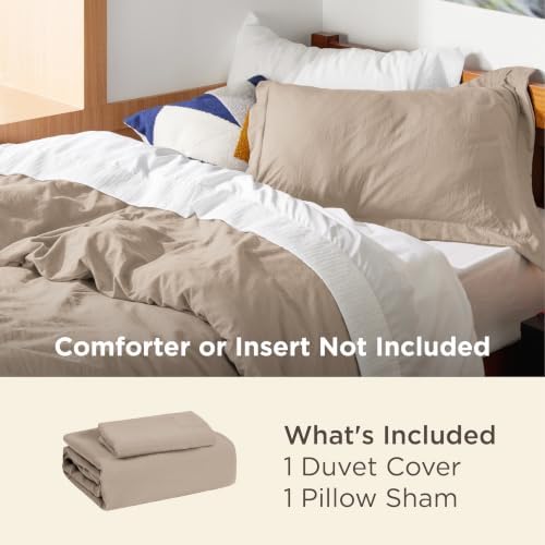 Bedsure Prewashed Twin Duvet Cover, Cotton-Like Bedding Set, Light