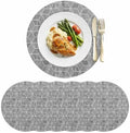 Neutral Geometric Faux Leather Placemats Set of 6, 15in, Waterproof