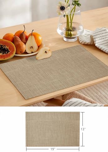 Brown Farmhouse Table Runner and Placemats for Dining Tables,Burlap