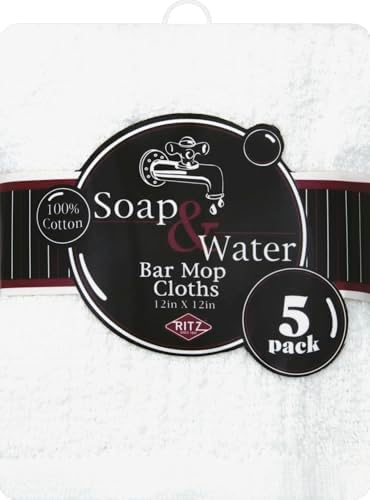 Ritz White Cotton Bar Mop Dish Cloth 5 pk