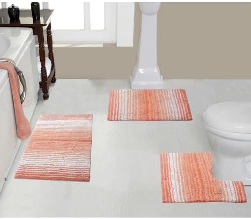 Luxury Super Absorbent 100% Cotton Bathroom Rugs Set 3 Pieces Non Slip