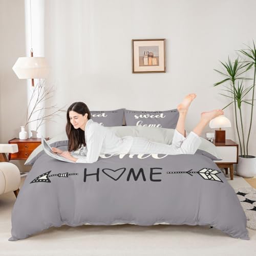 jejeloiu Gray Modern Home Duvet Cover Full Size Boys Girls Boho