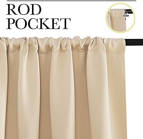 NICETOWN Biscotti Beige Blackout Curtains for Living Room 52" x 84"