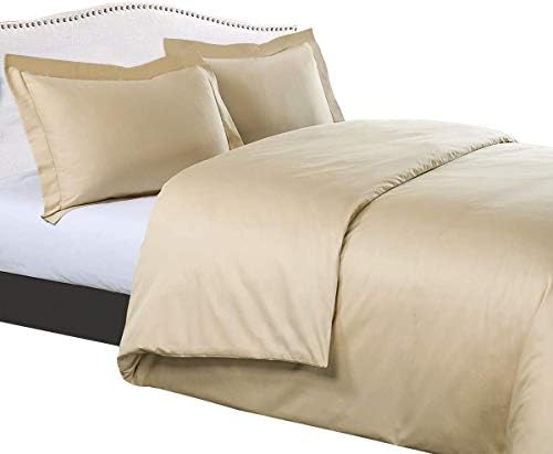 600 TC 3pc Duvet Cover Set with Zipper Closer Natural Egyptian Cotton
