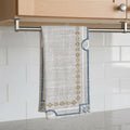 Ivory White Farmhouse Kitchen Towel Linen Texture Geometric Lines