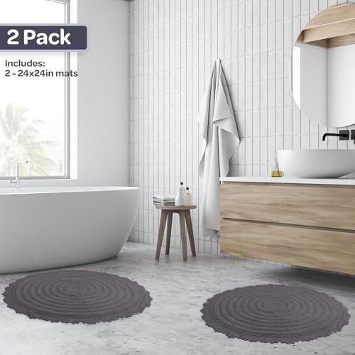 Lavish Home Bathroom Rugs, Charcoal, 2-Piece-Set, 24”