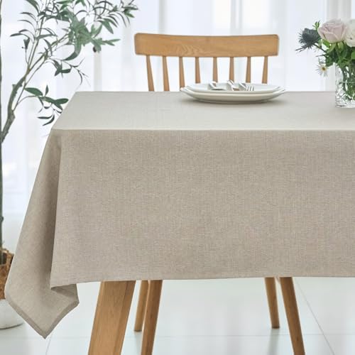 maxmill Linen Texture Tablecloth Water Resistance Antiwrinkle