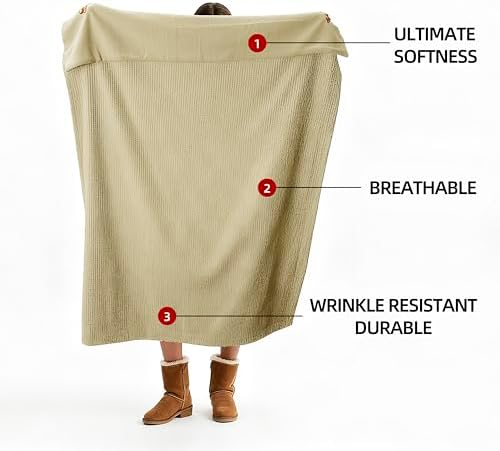 CHUFFED Cotton Waffle Blanket King Size - Plush Milk Velvet &