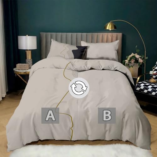 Kids Beige Bedding Duvet Cover Set King Size Teenager Geometric