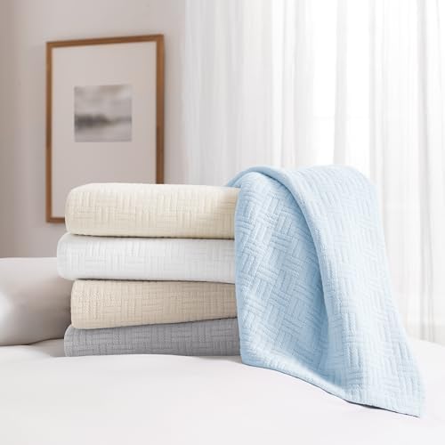 Arkwright Basket Weave King Blanket - 100% Ringspun Cotton All Season