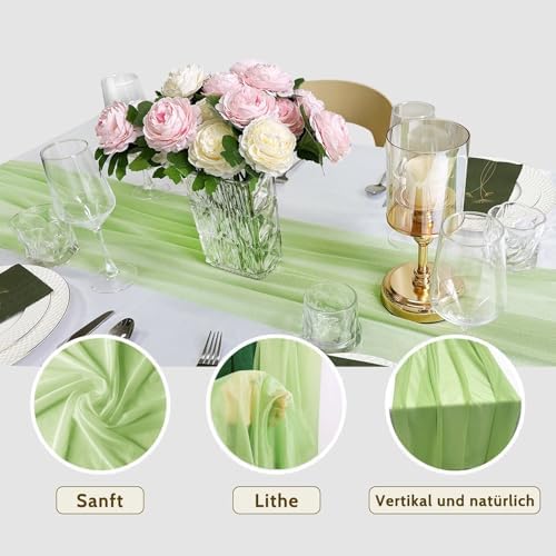Light Gray Chiffon Table Runner Elegant 10FT 28x120 Inch