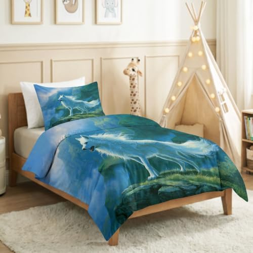 California King Duvet Cover Set Art Animals Wolves Soft Microfiber