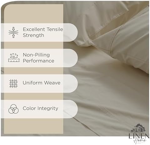 Linen Home 100% Cotton Percale Sheets Twin Size Pack of 2, Light