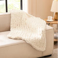 L'AGRATY Chunky Knit Throw Blanket for Couch, 30'' x 40'' Knit Throw