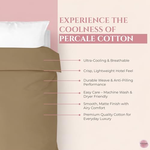 King Flat Sheet Only, 100% Percale Cotton Sheets, Taupe