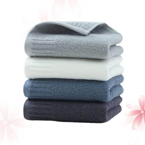 FOMIYES 4 Pack Pure Cotton Facial Towels Solid Color for Bathroom