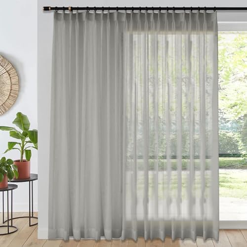 Fcosie 150" Wx108 L Pinch Pleated Semi Sheer Curtains Extra Wide