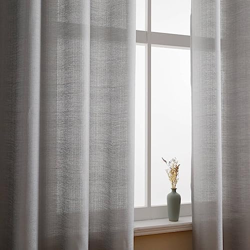 Panel Curtains 63 Inch Length, Grommet Voile Sheer Curtain Semi