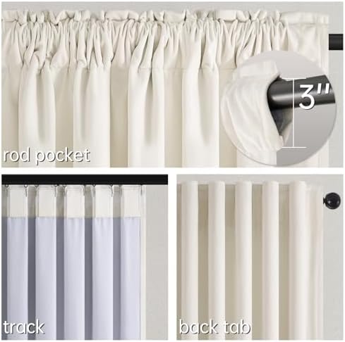 100% Blackout Curtains 84 Inch Length 2 Panels Set Neutral Elegant