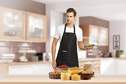 DUSKCOVE 8 Pack Bib Aprons Bulk - Unisex Black Commercial Apron with 2