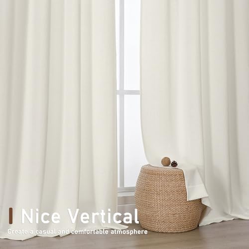 Chyhomenyc Ivory Curtains 84 Inches Long 2 Panels Set, Light Filtering