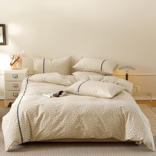 Floral Twin XL Duvet Cover Washed Cotton Cream Twin XL Comforter Cover