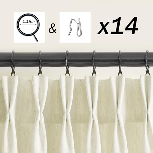 Natural Linen Curtains 63 inch Length,Pinch Pleat Curtains for Living