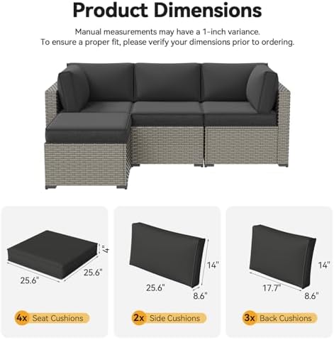Aoxun Replacement Cushions for Outdoor Furniture, 9-Piece Outdoor