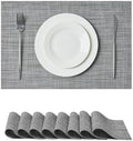 Linen Grey Placemats Set of 8 - Heat Resistant Non-Slip Place mats for