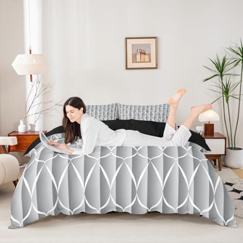 Erosebridal Grey Abstarct Comforter Cover Queen Size for Adult Women