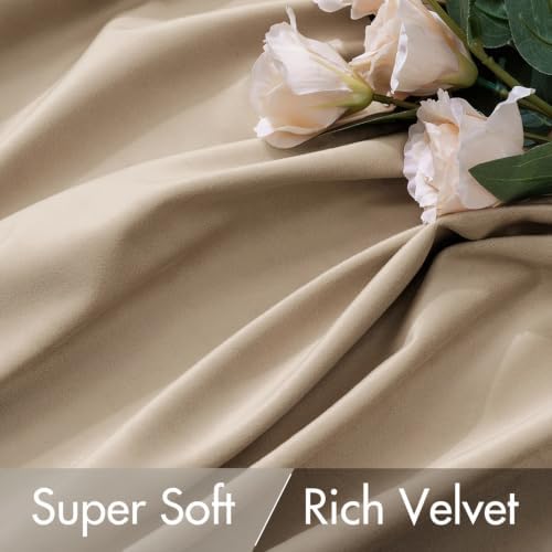 MIULEE Velvet Curtains 52x108 inches 2 Panels Cream Beige Blackout
