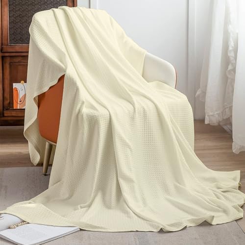Cottington Lane Throw XL Size Waffle Weave Blanket, Soft Lightweight