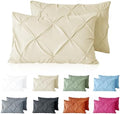 VACVELT 2pc Beige Pintuck Pillow Shams Queen, Envelope Closure