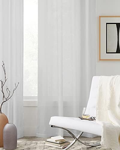 Teamery Sheer Curtains 63 Inches Long, Gray Solid Color Sheer