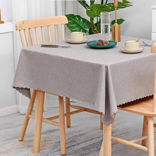 Cotton Linen Kitchen Table Cloth Square, Light Grey