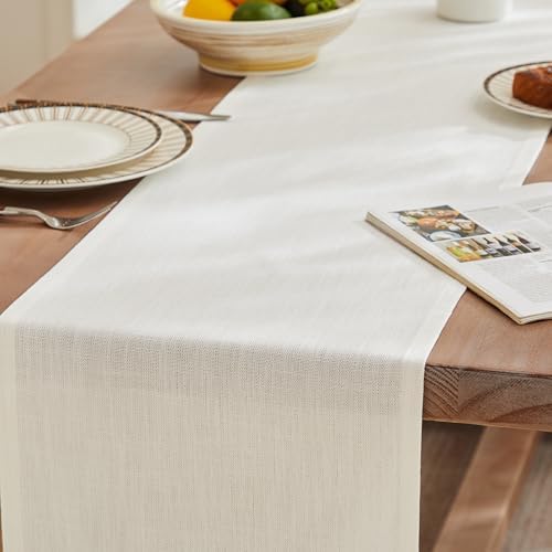 ZeeMart Rustic Cotton Linen Table Runner, 13x72 Inches Off White