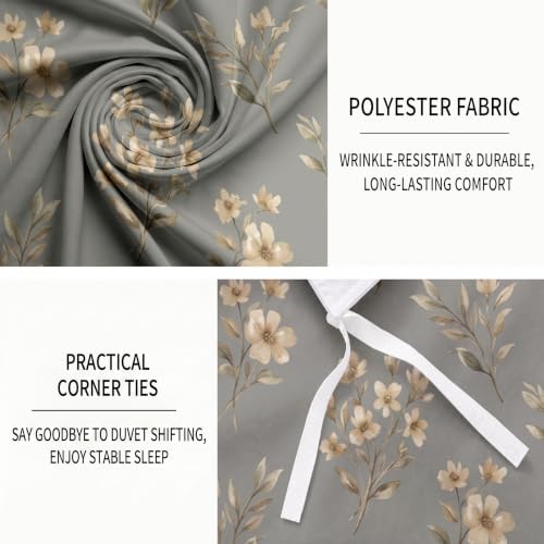 Retro Pastoral Duvet Cover King Set with 2 Pillowcases
