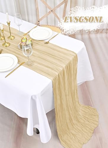 10 Pack Beige Cheesecloth Table Runner Long,21.5 x 120 Inch
