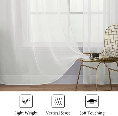 MIULEE 2 Panels Sheer Curtains for Living Room 54 X 108 Inches Ivory