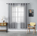 WPM Grey Sheer Window Curtain Panels for Bedroom, Kitchen, Kids Room