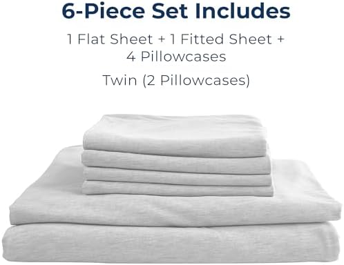 Pure Bedding Bed Sheets - Full Sheet Set [6-Piece, Heather White]