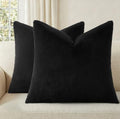 Pallene Faux Fur Decorative Throw Pillow Covers 18x18 Set of 2, Black